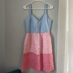 C&C California Blue and Pink Linen Dress